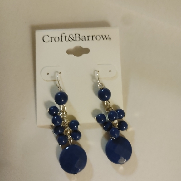 croft & barrow Jewelry New Navy Blue Silver Beaded Earrings Poshmark